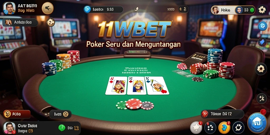 Tampilan gameplay Poker seru di 11WBET.