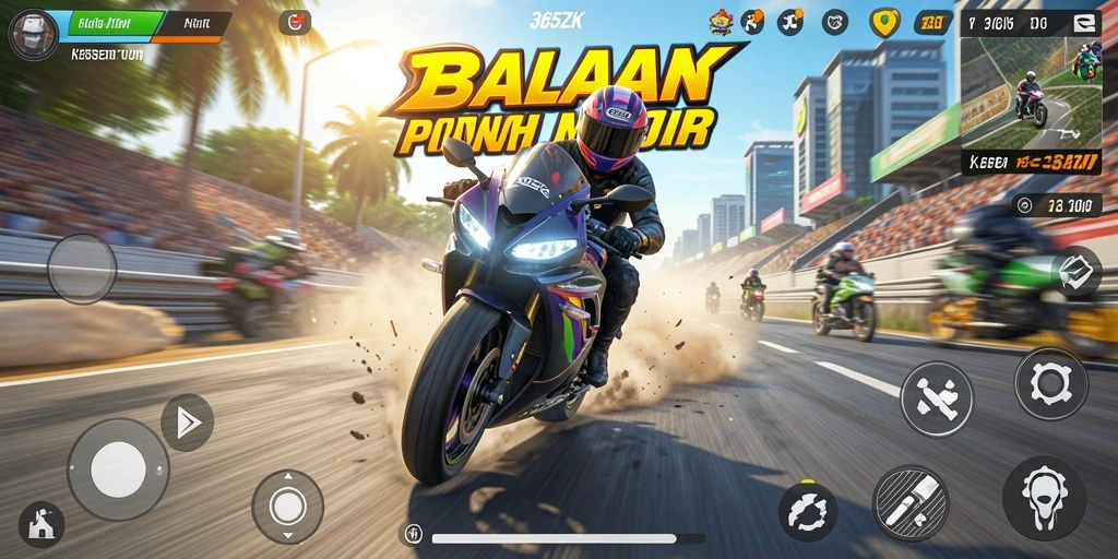Tampilan gameplay seru dari balapan motor di 365ZK.