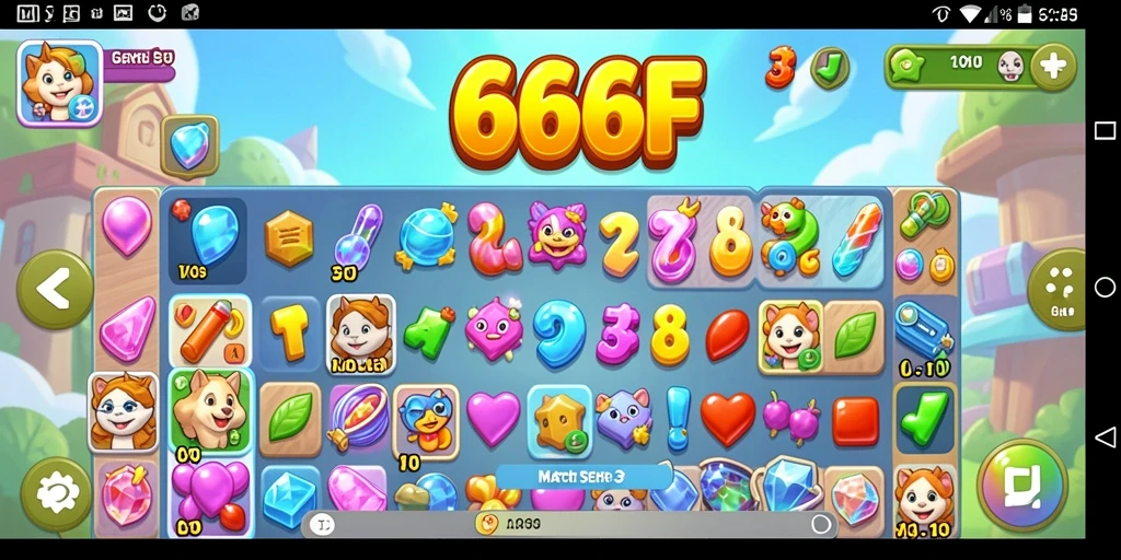 Tampilan screenshot utama 666F dengan gameplay Match-3 yang menarik.