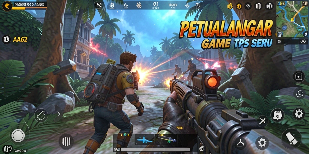 Screenshot utama AA62 menampilkan aksi intens dalam gameplay TPS yang menegangkan.