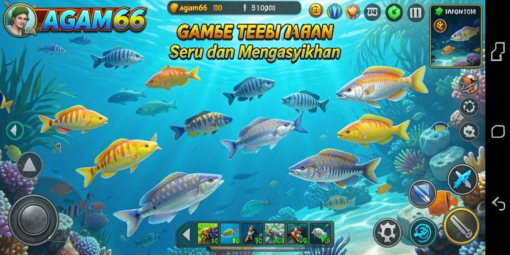 Tampilan gameplay AGAM66 dengan aksi menembak ikan yang seru.