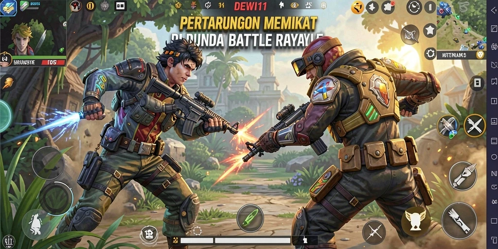Gameplay seru dan intens dalam DEWI11 Battle Royale.