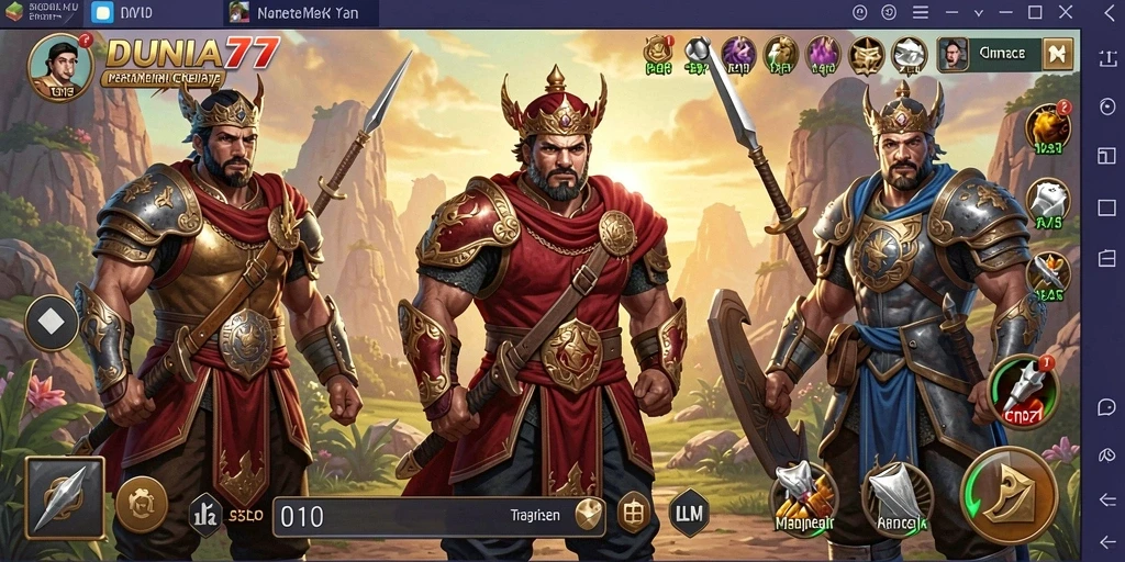 Tampilan gameplay DUNIA77 yang menegangkan dalam pertempuran Tower Defense.