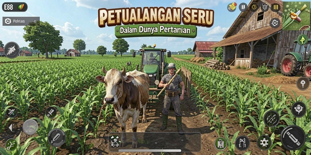 Gameplay seru dalam E88 yang menampilkan aktivitas bertani.