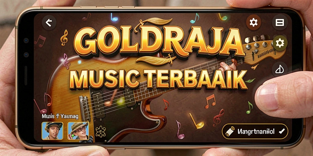 Tampilan gameplay seru GOLDRAJA dengan berbagai lagu.