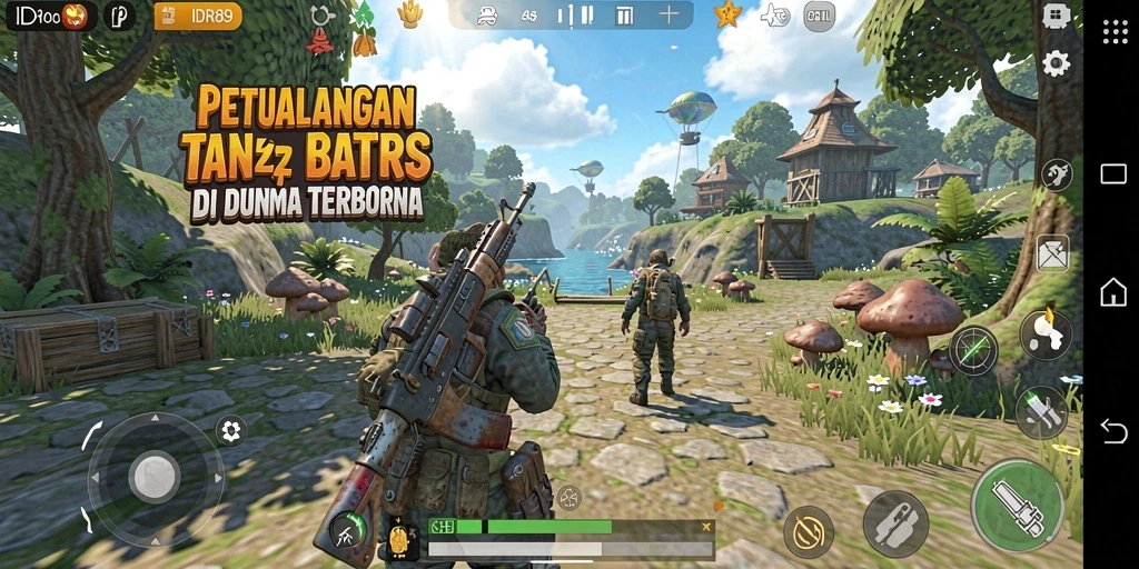 Tampilan utama gameplay IDR89 yang menunjukkan dunia terbuka yang luas.