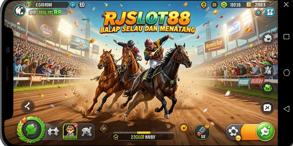 Tampilan gameplay RJSLOT88 dengan aksi balap yang mendebarkan.