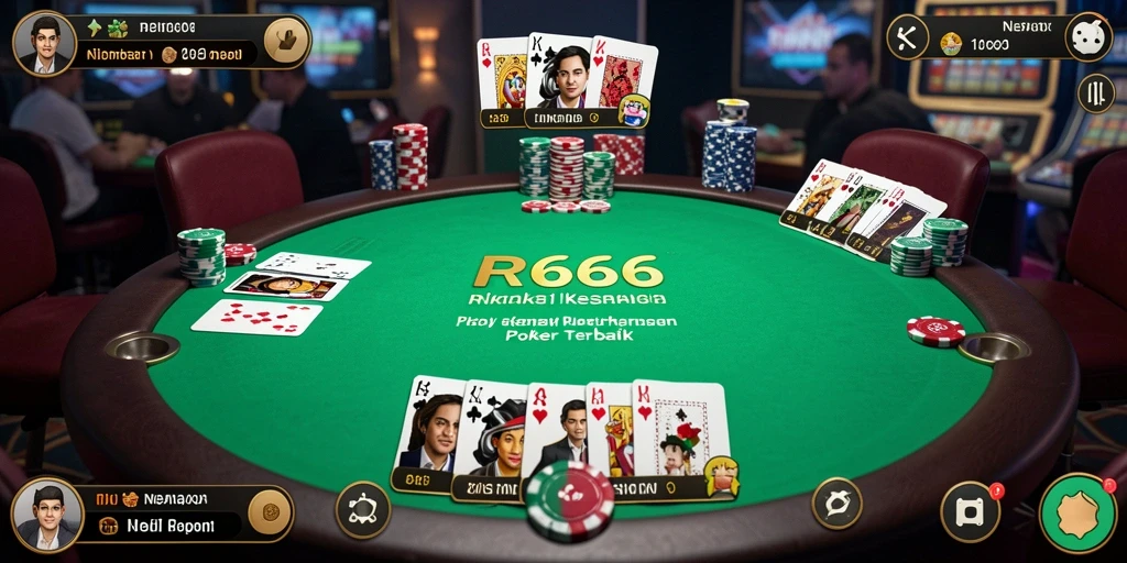 Tampilan menarik gameplay Poker di RR666 dengan pemain bersaing di meja.
