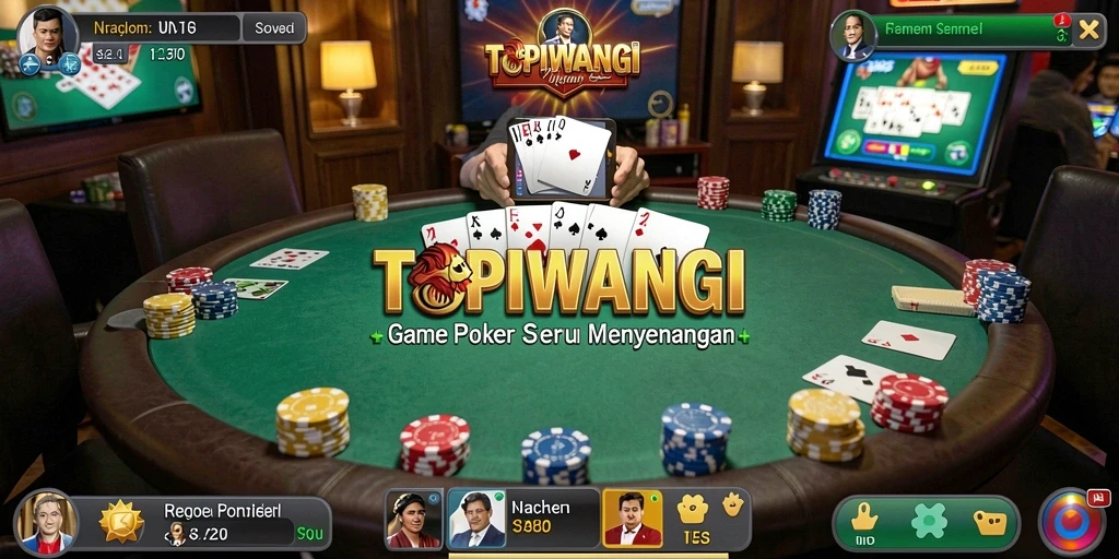 Screenshot gameplay TOPIWANGI yang menampilkan aksi seru permainan poker.