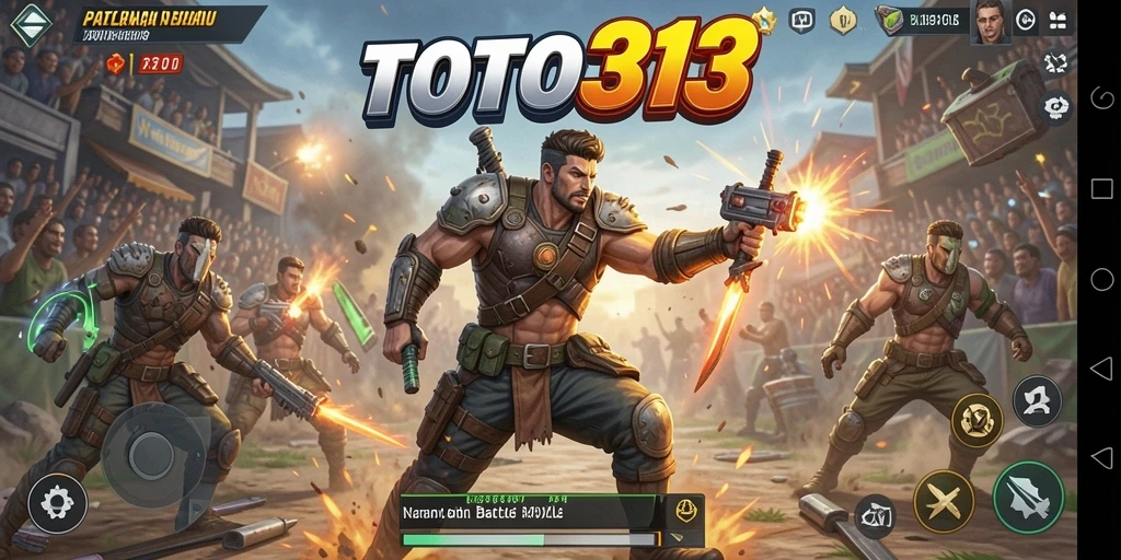 Screenshot TOTO313 menampilkan aksi seru dalam mode Battle Royale.